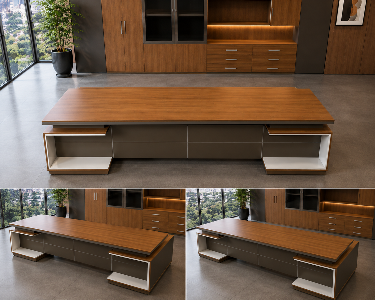 Modern Executive Office Desk with Storage
