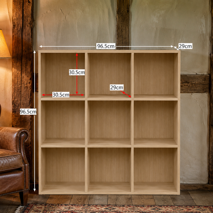 Vida Designs Durham Cube Bookcase Storage Organiser Living Room Bookshelf Home Office Furniture (9 Cube, Oak)