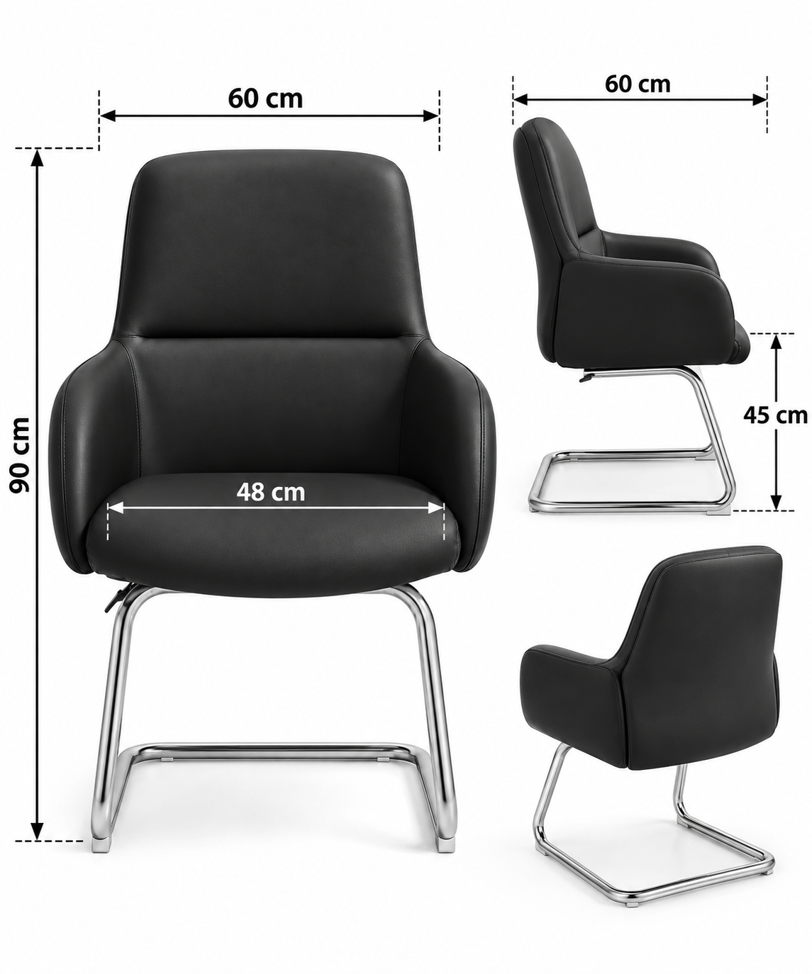 Modern Padded Visitor Chair with Curved Armrests