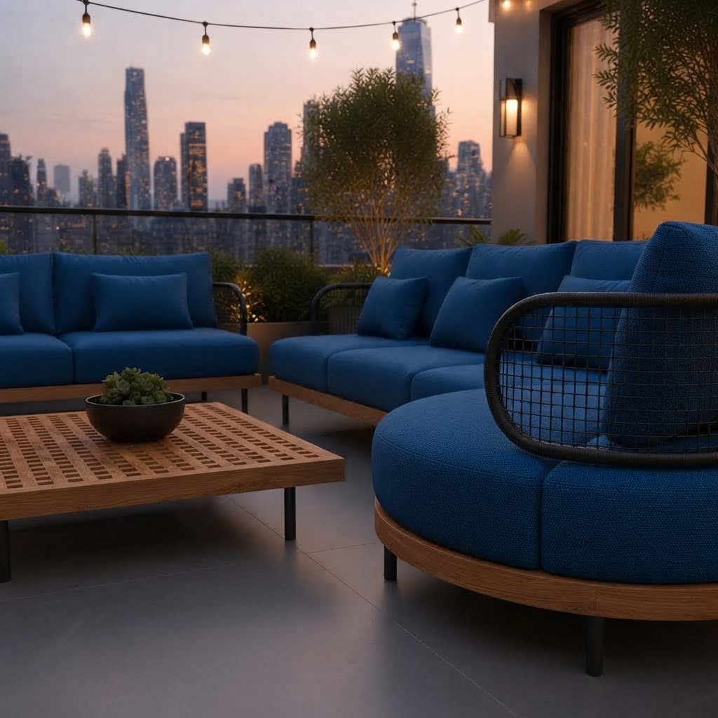 Modern Outdoor Patio Lounge Set with Sofa, Armchairs & Coffee Table