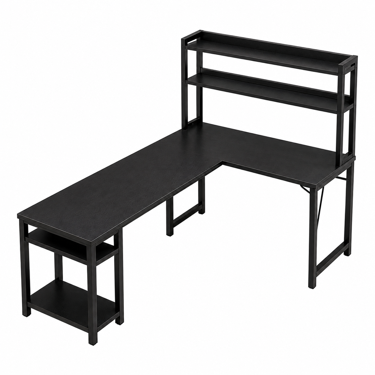 Modern L-Shaped Computer Desk with Hutch