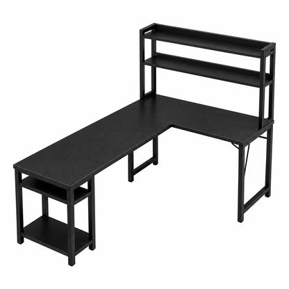 Modern L-Shaped Computer Desk with Hutch