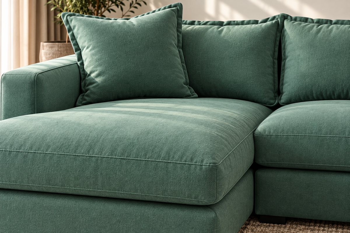Modern Green L-Shaped Sectional Sofa