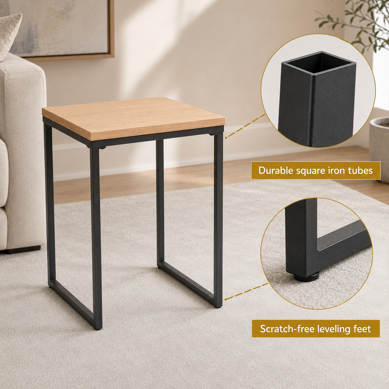 C-Shaped Rustic Wood Nesting Side Tables 3-Piece Set