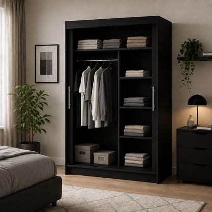 Sliding Door Wardrobe, black