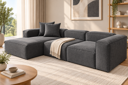 Modern Gray L-Shaped Sectional Sofa with Chaise