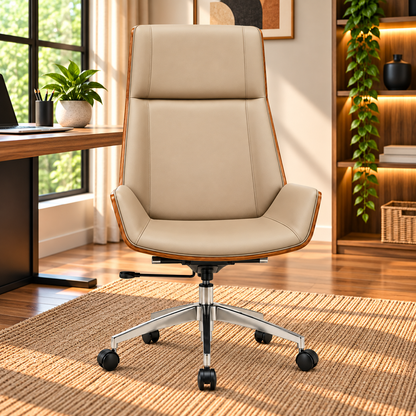 Modern High-Back Executive Office Chair with Adjustable Seat