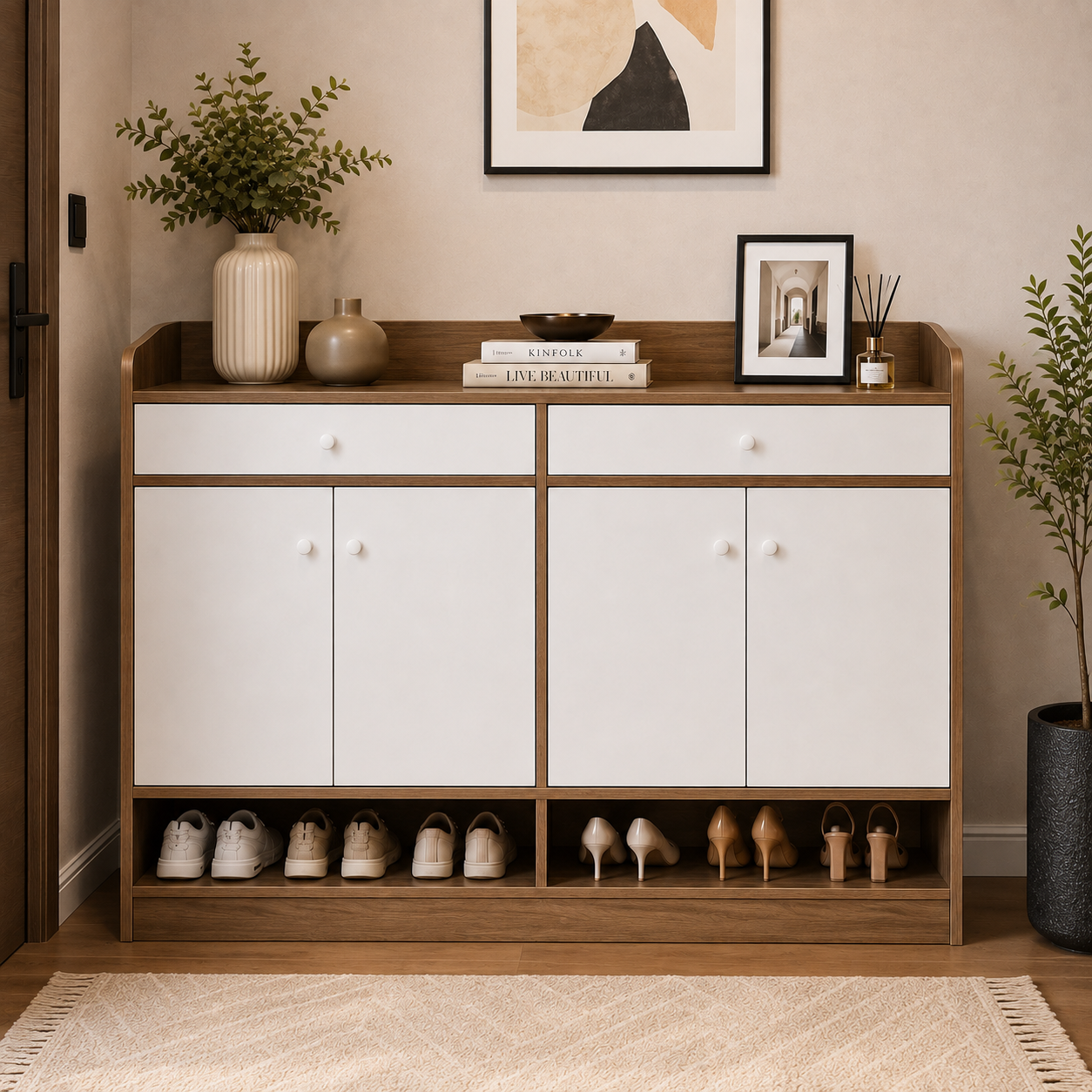 MUMOO BEAR 4 Doors Shoe Storage Cabinet