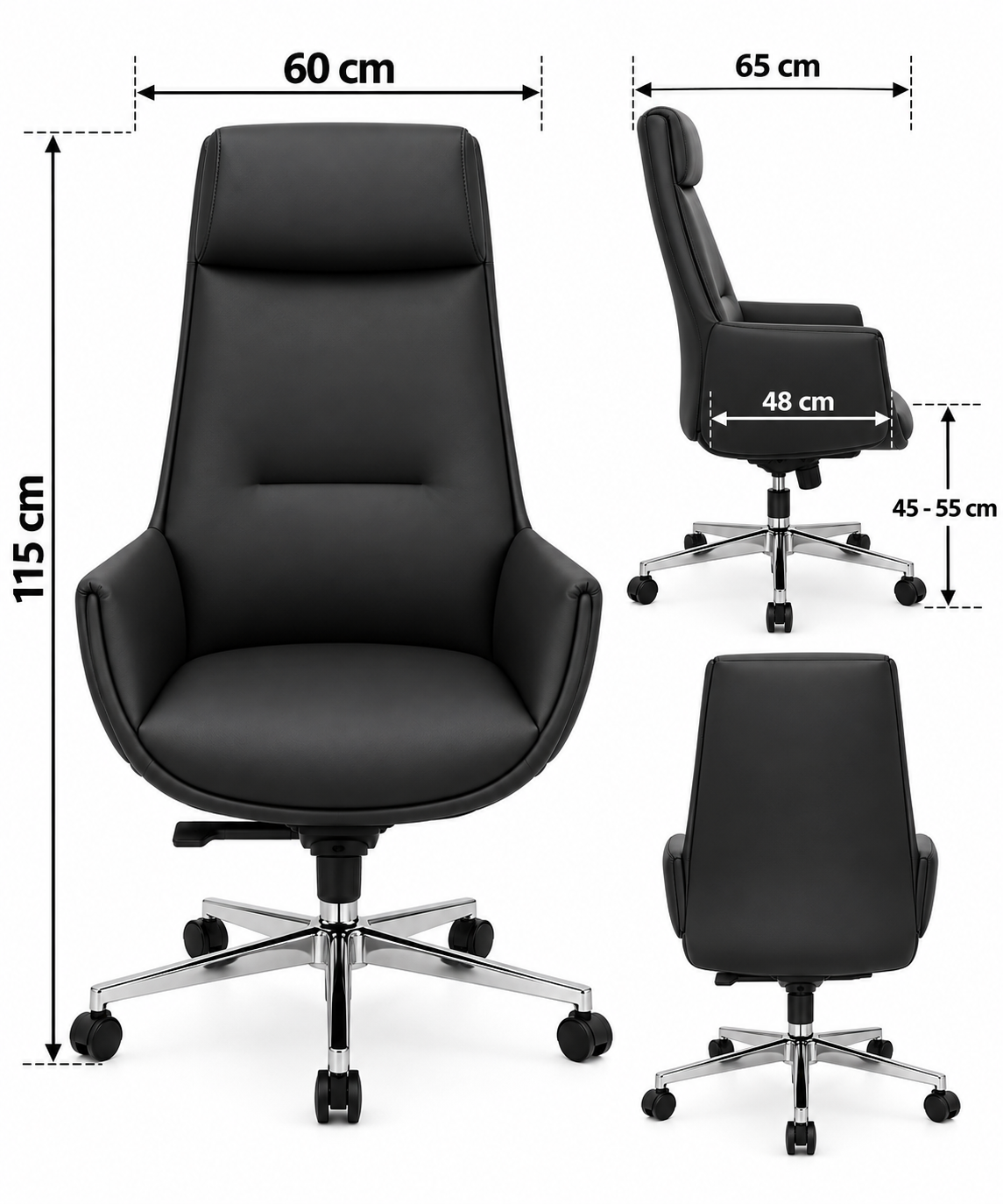 Executive High-Back Office Chair with Integrated Headrest