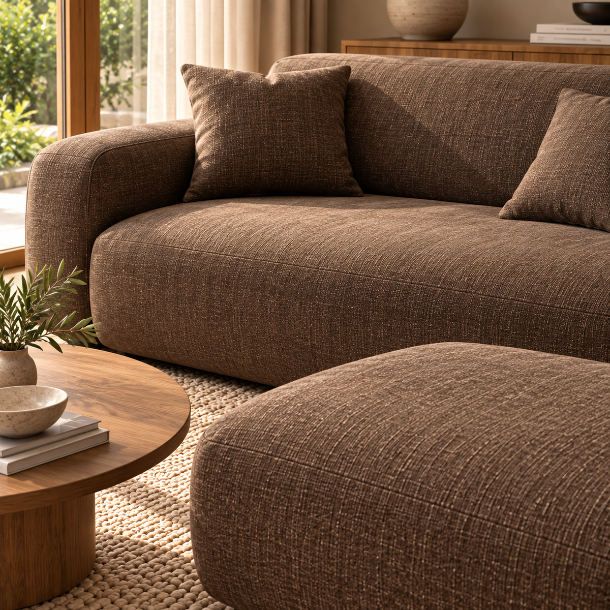 Modern 3-Seater Sofa with Matching Ottoman