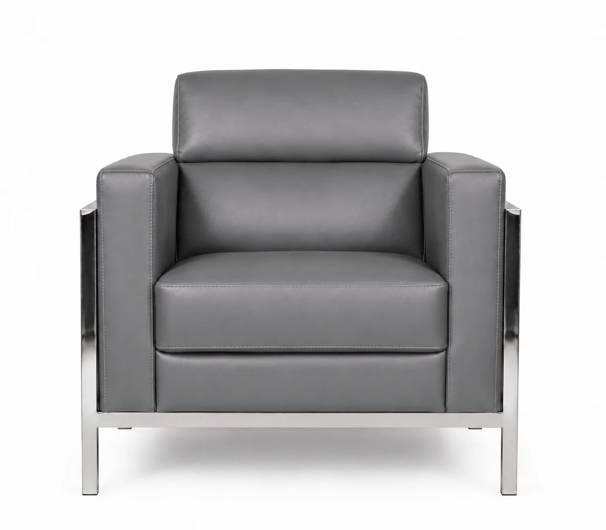 Contemporary Metal-Frame Lounge Armchair