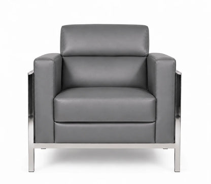 Contemporary Metal-Frame Lounge Armchair