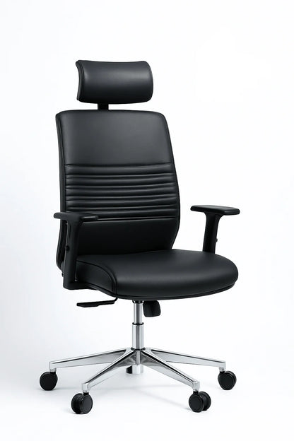 Modern Executive Office Chair with High Back, Headrest & Adjustable Arms