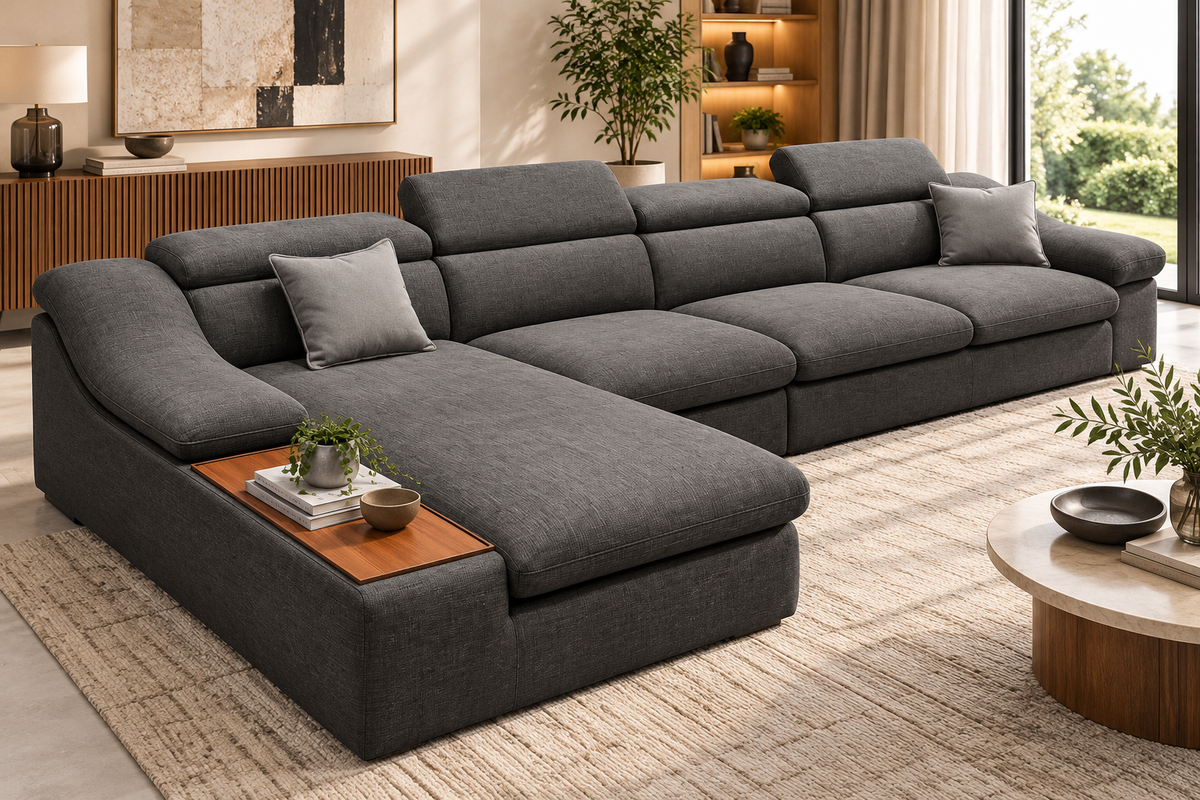 Modern L-Shaped Sectional Sofa with Chaise – Gray