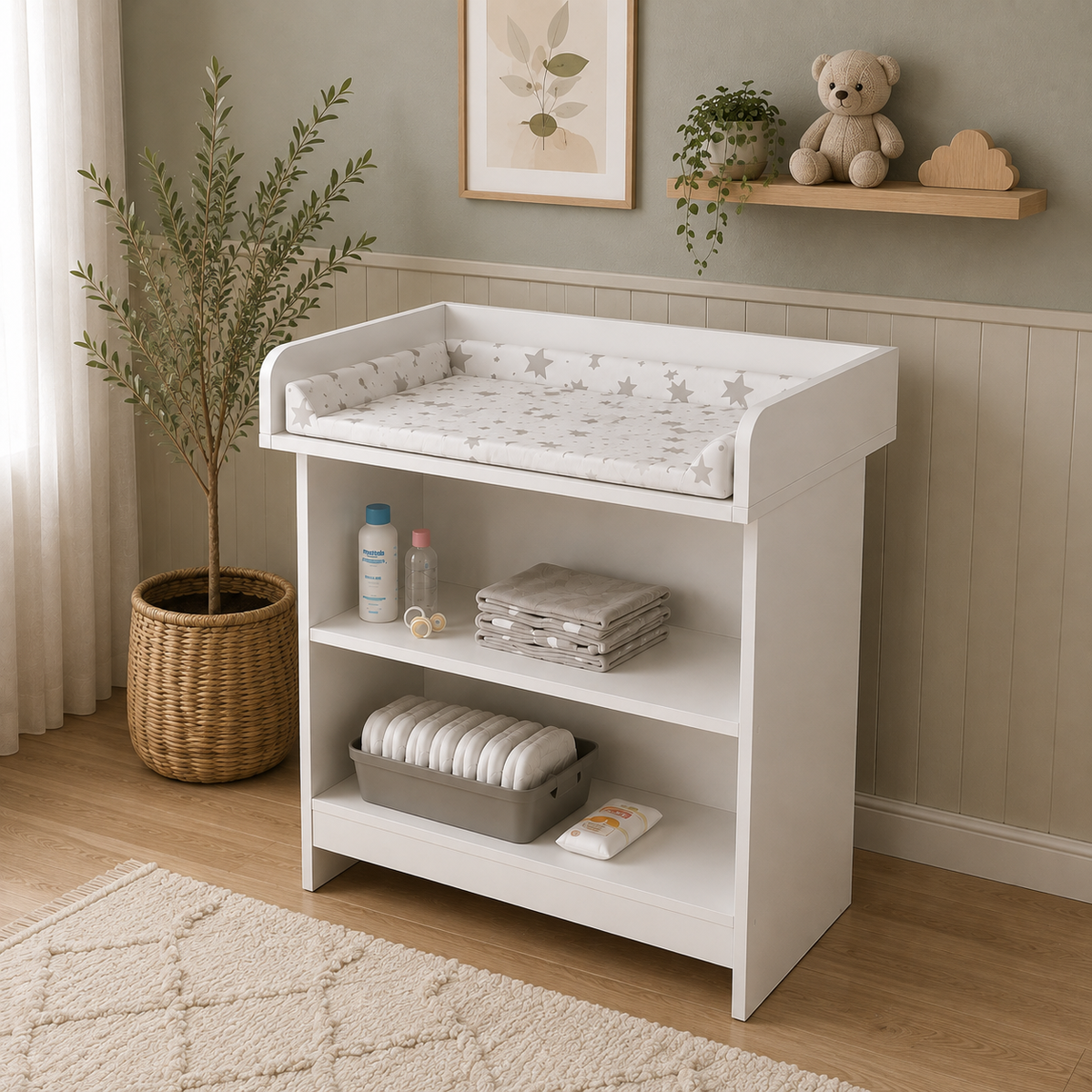 Modern Baby Changing Table with Storage
