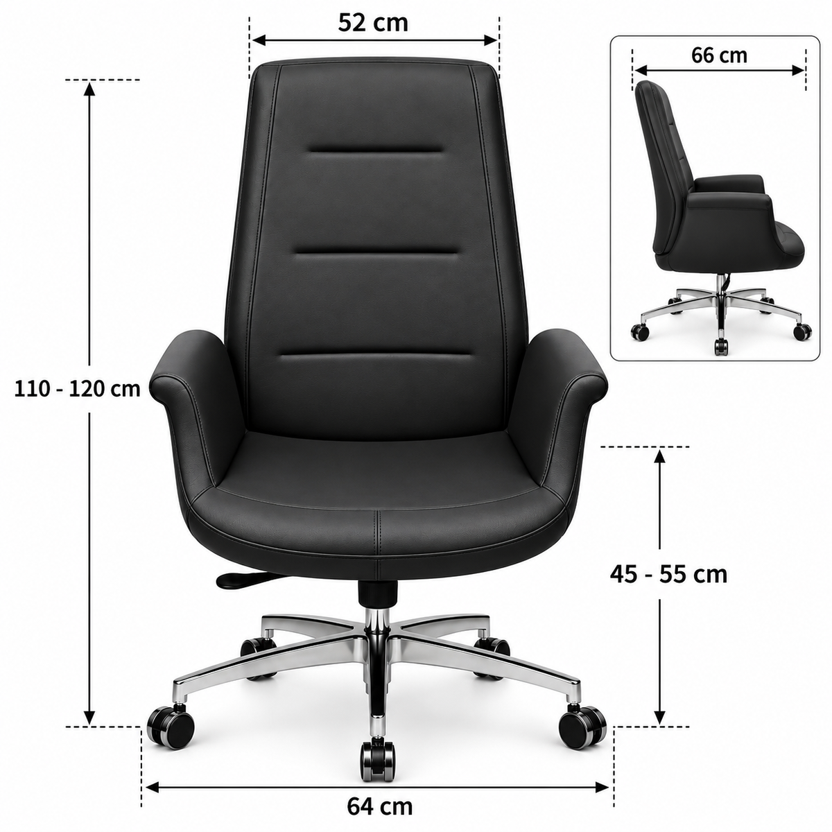 Modern Luxury Executive Chair with Chrome Five-Star Base