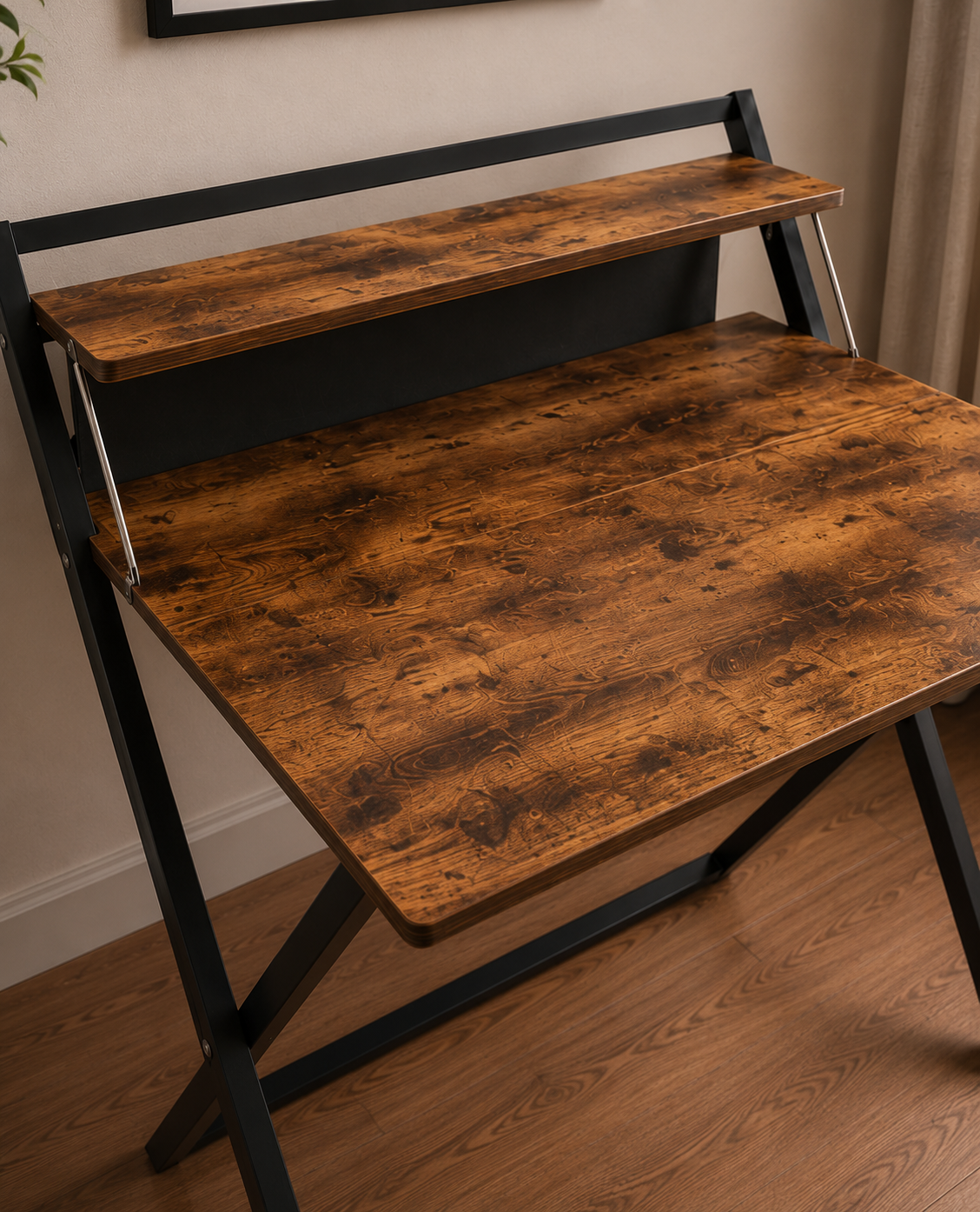 CubiCubi Small Folding Computer Desk 30 Inch with Shelf and Storage Bag, No Assembly Required, Home