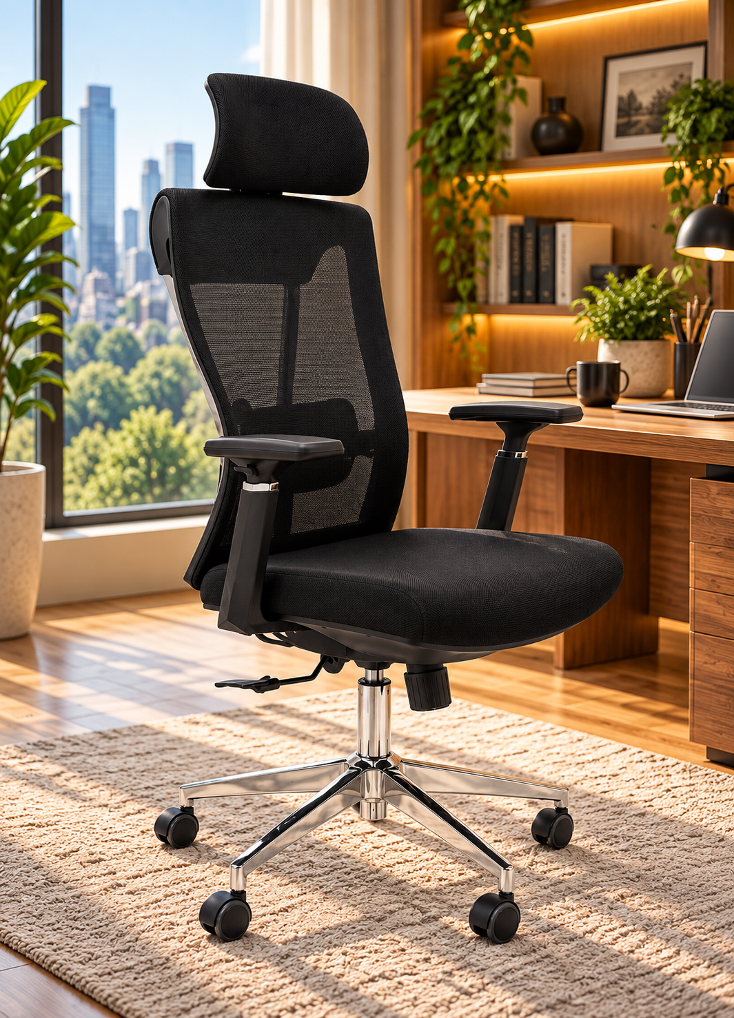 Modern Black High-Back Ergonomic Mesh Office Chair