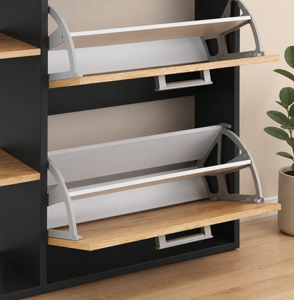 Vicco Orlando Shoe Tidy, Anthracite/Oak, 80 x 90 cm