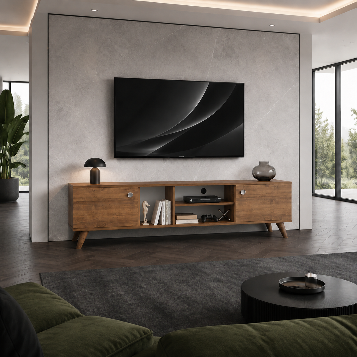 Modern Wooden TV Unit with Storage