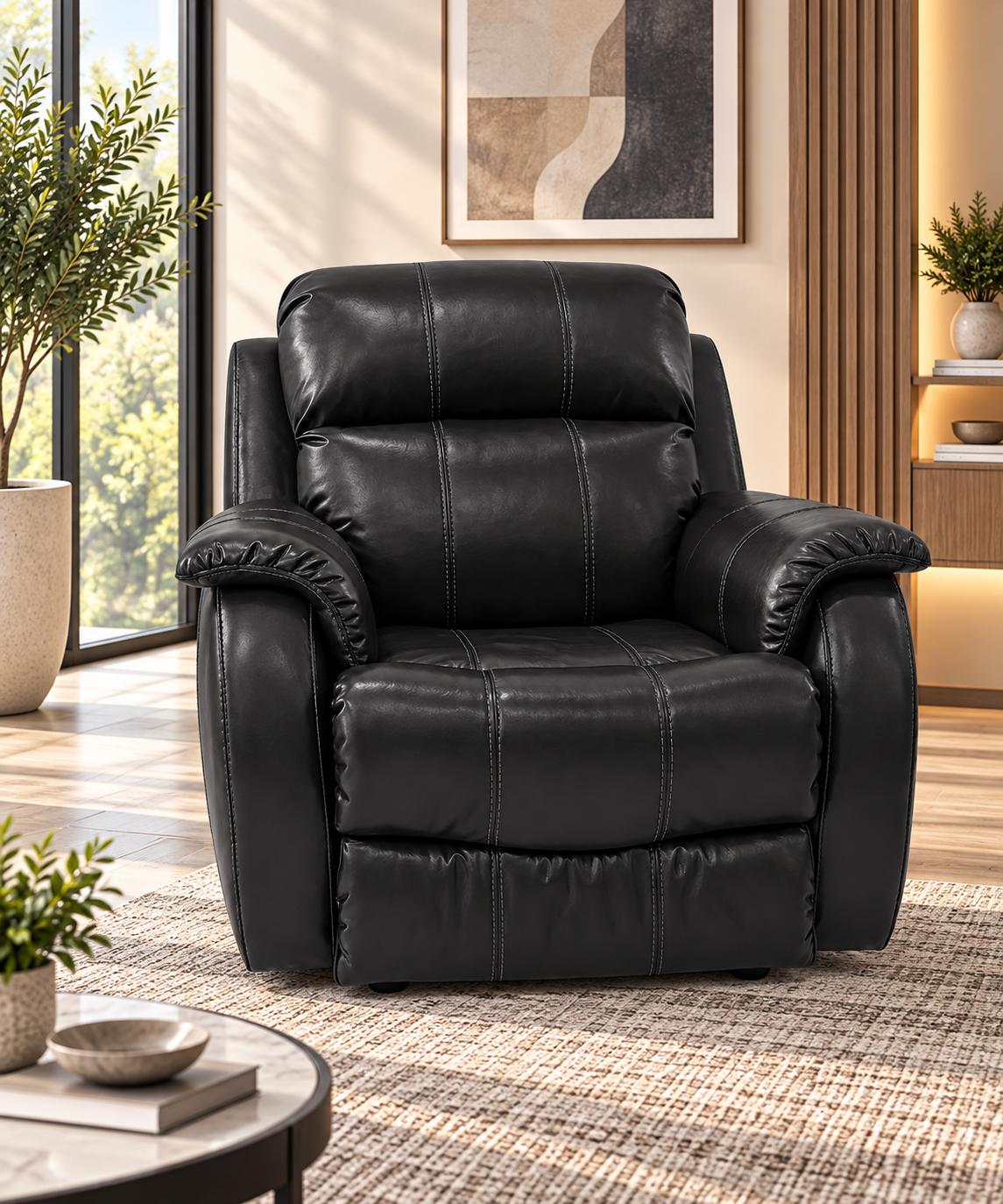 Modern Power Recliner Armchair with Plush Cushions