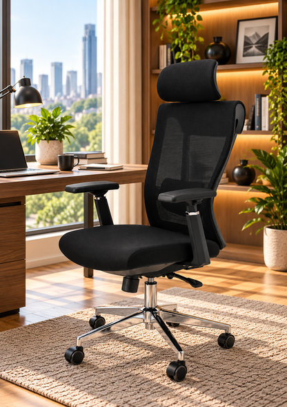 Modern Black High-Back Ergonomic Mesh Office Chair