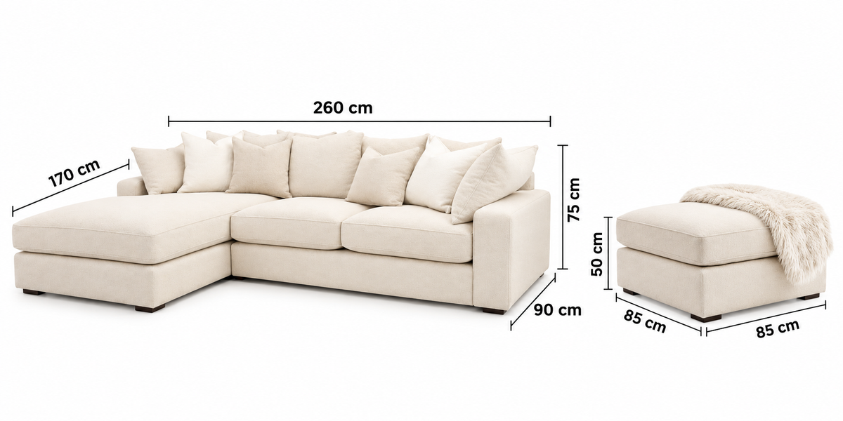 Modern L-Shaped Sectional Sofa with Ottoman