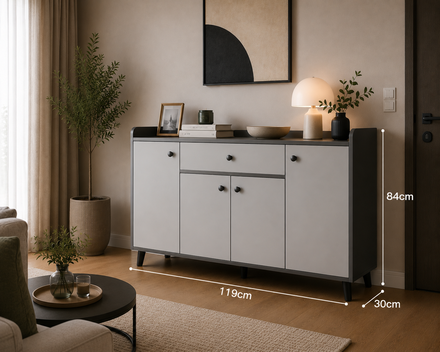Sharpdo Shoe Cabinet, Modern Storage Shoe Rack, Simple Storage Cabinet with 4 doors, 1 drawer and 9 Tier, for Living room, Entryway, Hallway, Foyer 119 * 30 * x 84 * cm