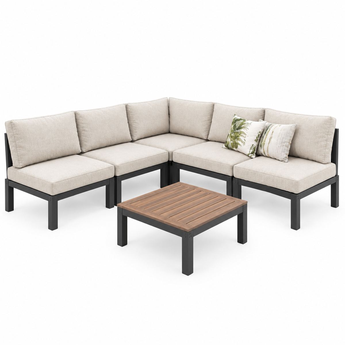 Modern L-Shaped Outdoor Patio Sofa Set with Coffee Table