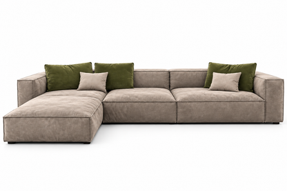 Modern Beige L-Shaped Sectional Sofa with Chaise