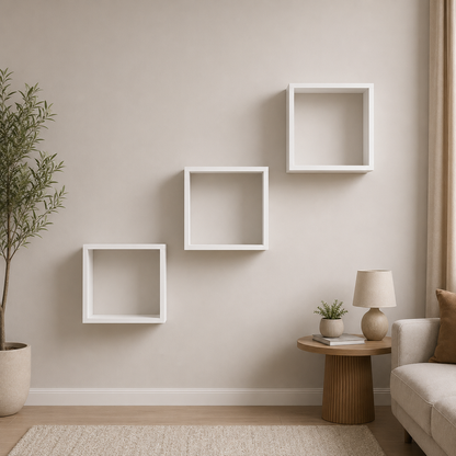 Wandregal Square Wall Shelf 3-Pieces Set, White