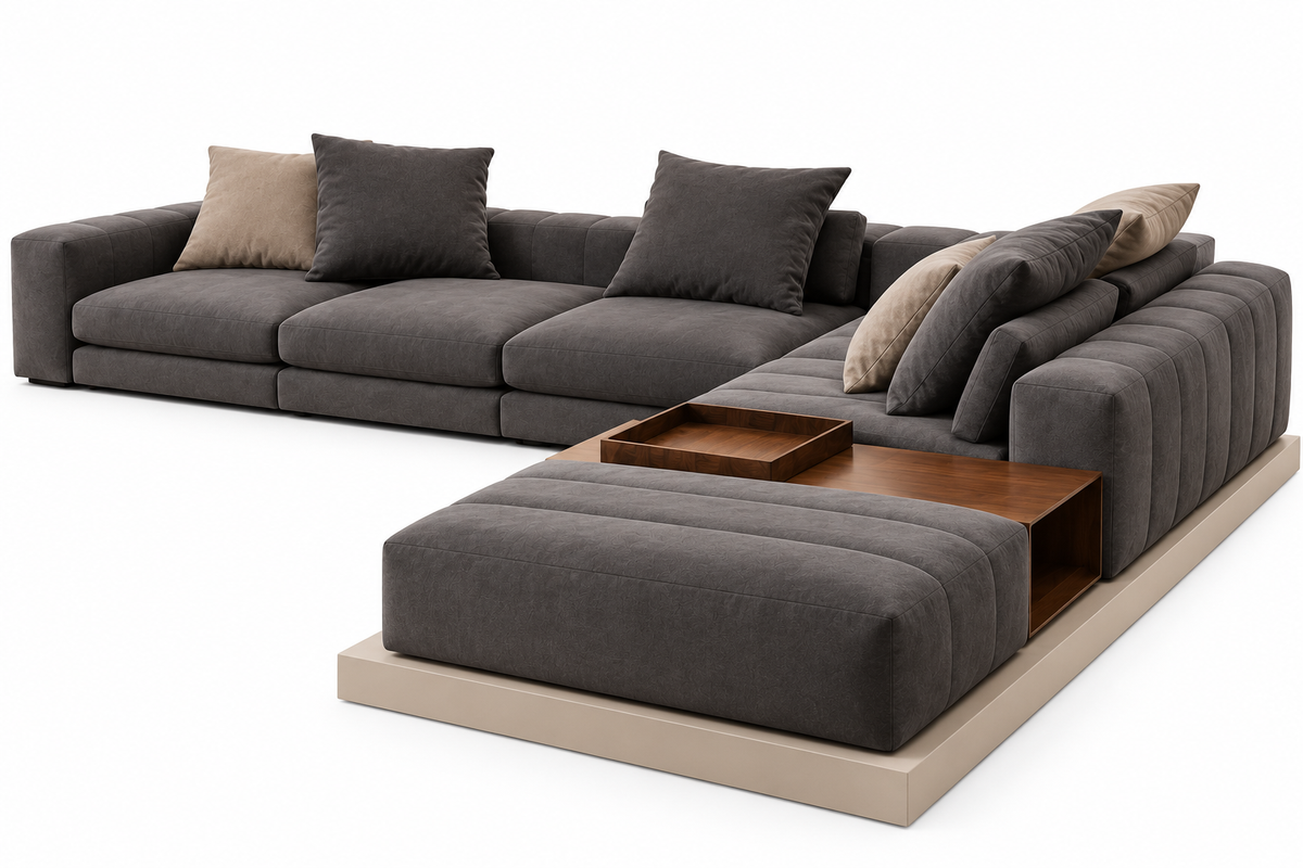 Modern Gray L-Shaped Sectional Sofa