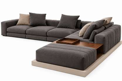 Modern Gray L-Shaped Sectional Sofa