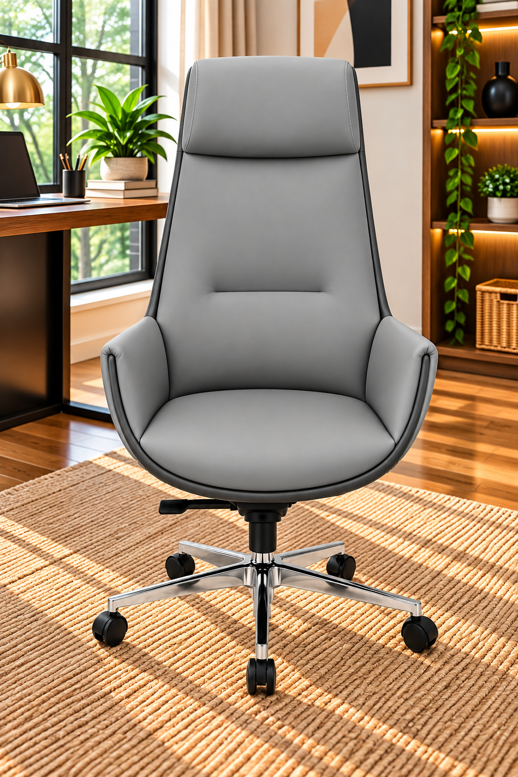 Executive High-Back Office Chair with Integrated Headrest