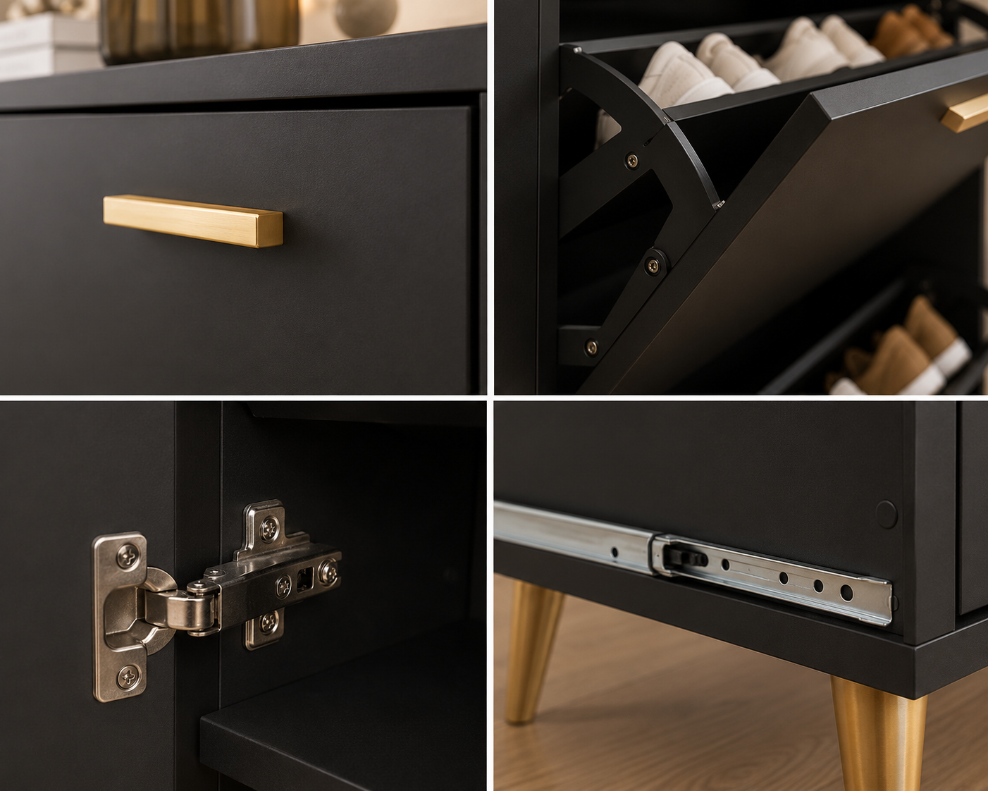 Shoe Storage Cabinet with 2 Flip Doors and Shelf