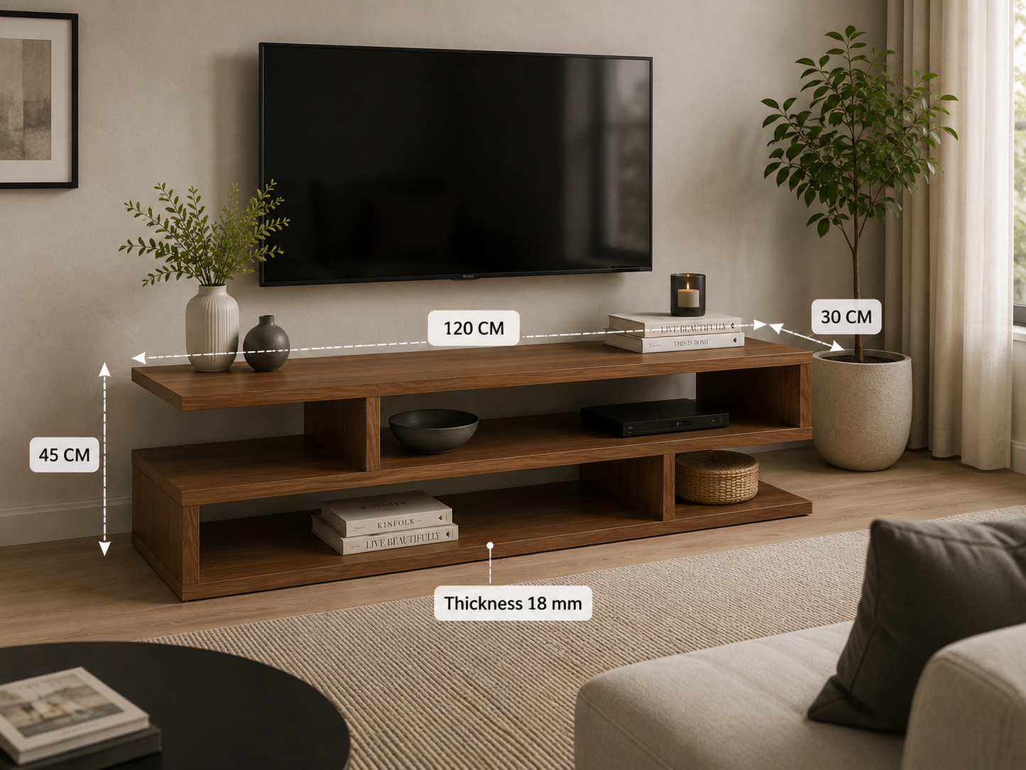 Riga Modern Tv Table Brown 120 Cm