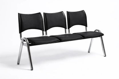 Modern 3-Seater Waiting Room Bench with Padded Seats & Chrome Frame