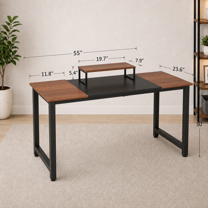 Computer Desk 55" with Splice Board Study Writing Table for Home Office, Modern Simple Style PC Desk