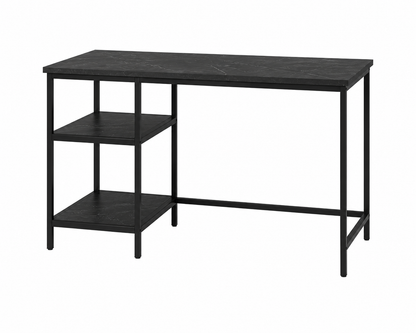 WOHOMO Computer Desk with Shelves Home Office Desk with Bookshelves Black Study Writing Table Modern Simple Style Workstation, Black Marble