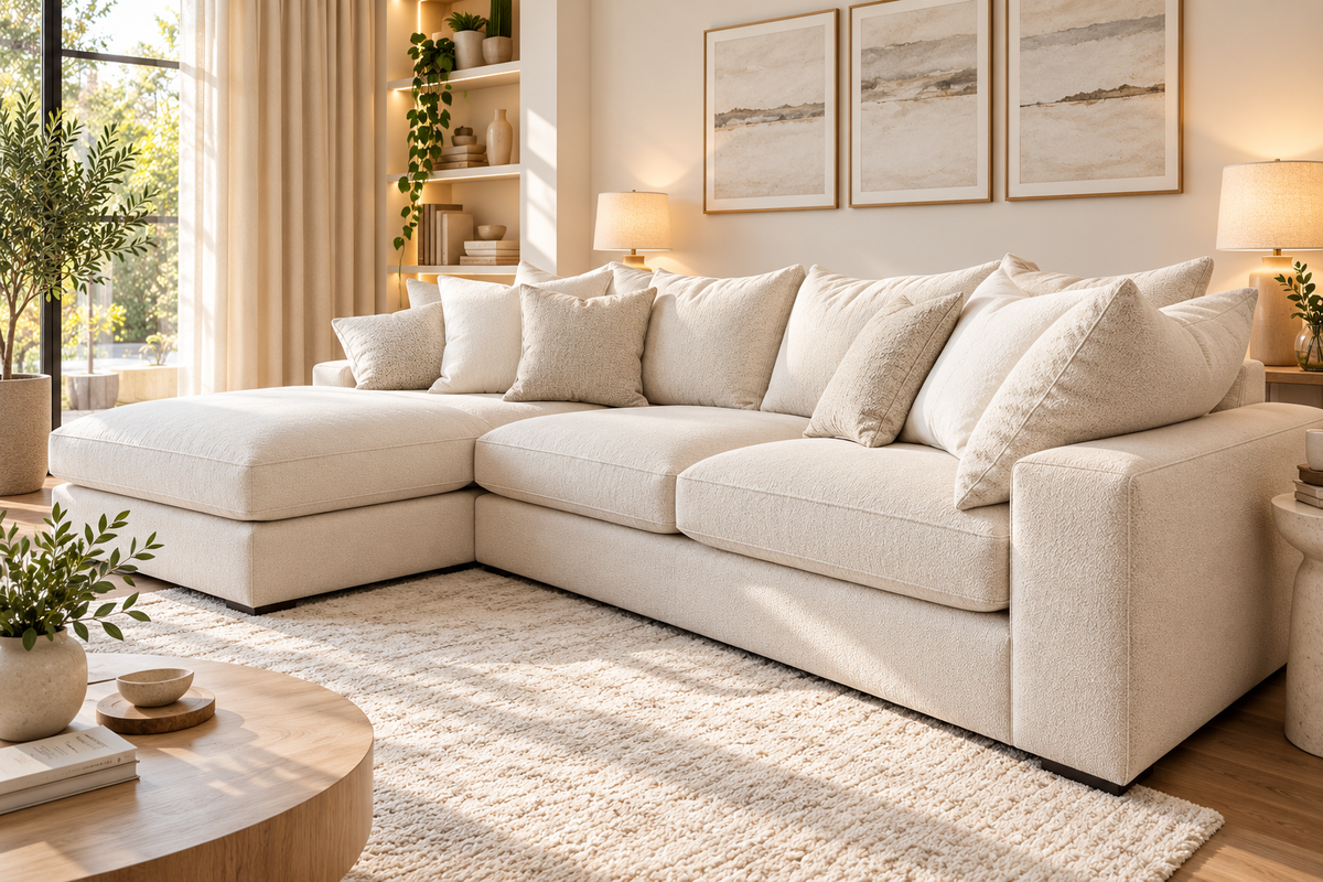 Modern L-Shaped Sectional Sofa with Ottoman