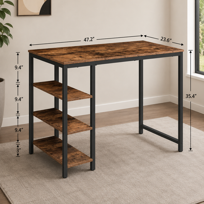 Modern Industrial Computer Desk with Side Shelving