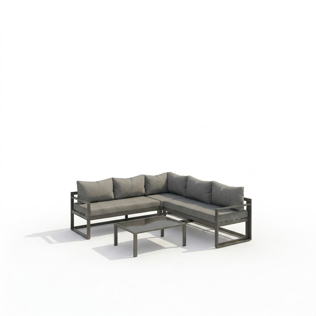 Modern Outdoor L-Shaped Patio Sofa Set with Coffee Table