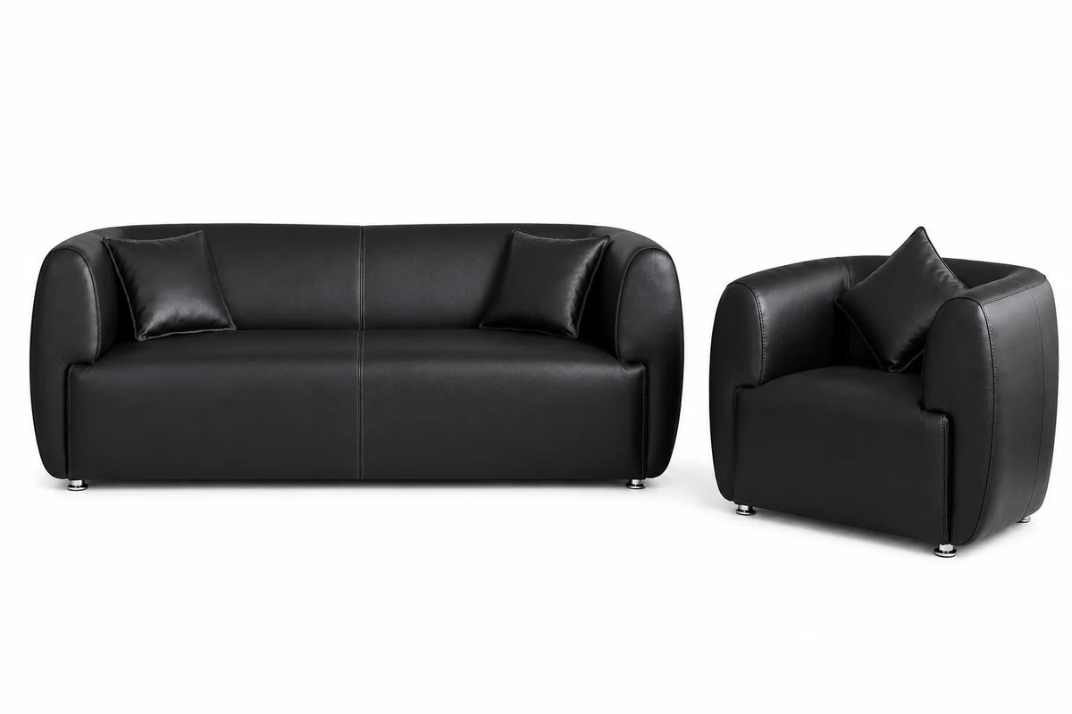 Contemporary Curved Sofa & Accent Chair Set
