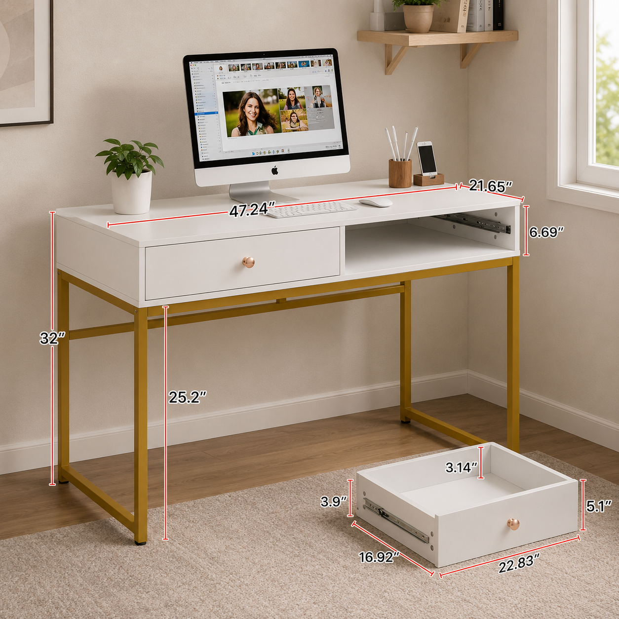 Modern Makeup Vanity Console Table