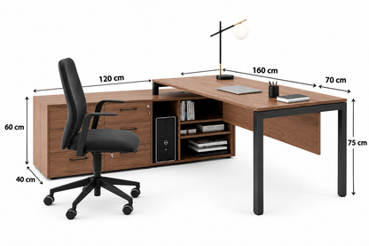 Premium Executive Office Desk with Extended Return & Storage Cabinet