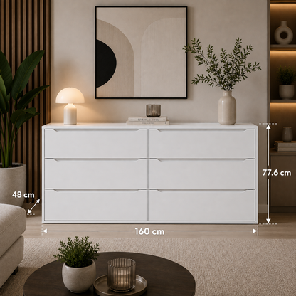 Modern 6-Drawer Wide Dresser
