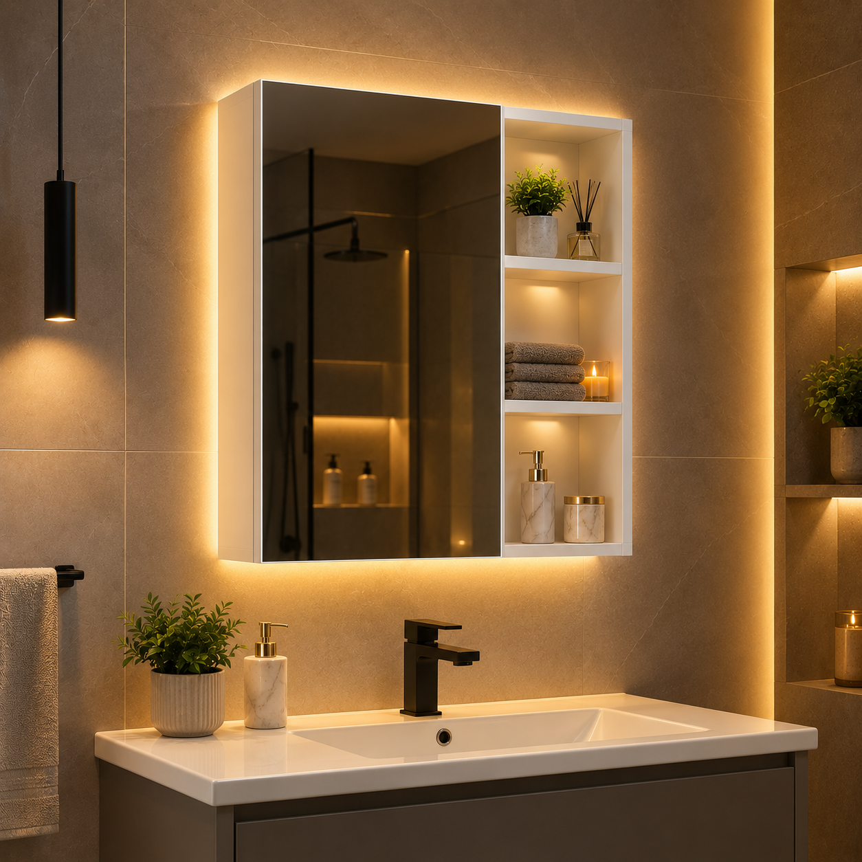 TUKAILAi Bathroom Mirror Cabinet