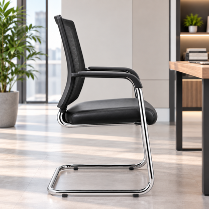 Modern Black Mesh Visitor Office Chair