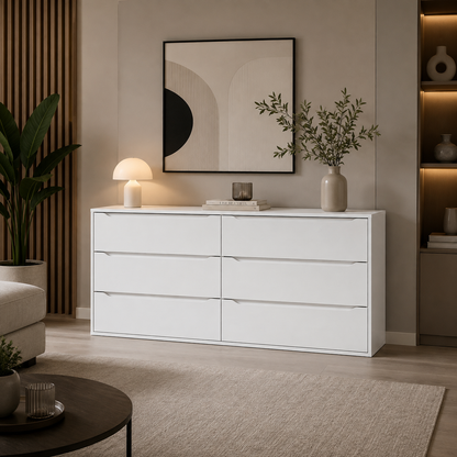 Modern 6-Drawer Wide Dresser