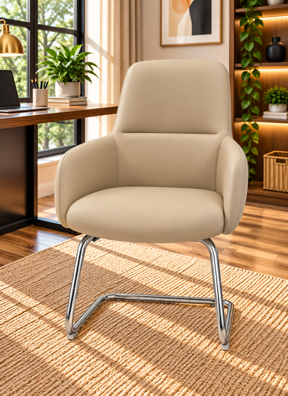 Modern Padded Visitor Chair with Curved Armrests